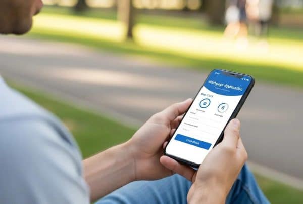 Individual using a smartphone to access a mortgage website in a park, demonstrating mobile-first design advantages