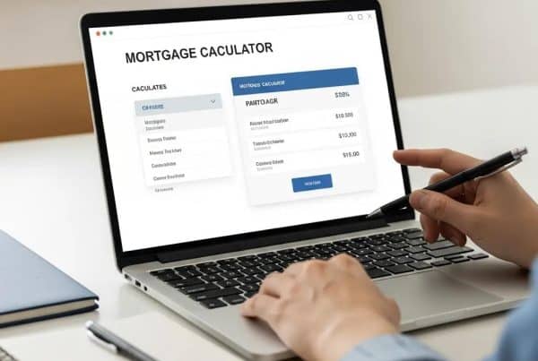 Person using a mortgage calculator on a laptop, highlighting user engagement with interactive tools